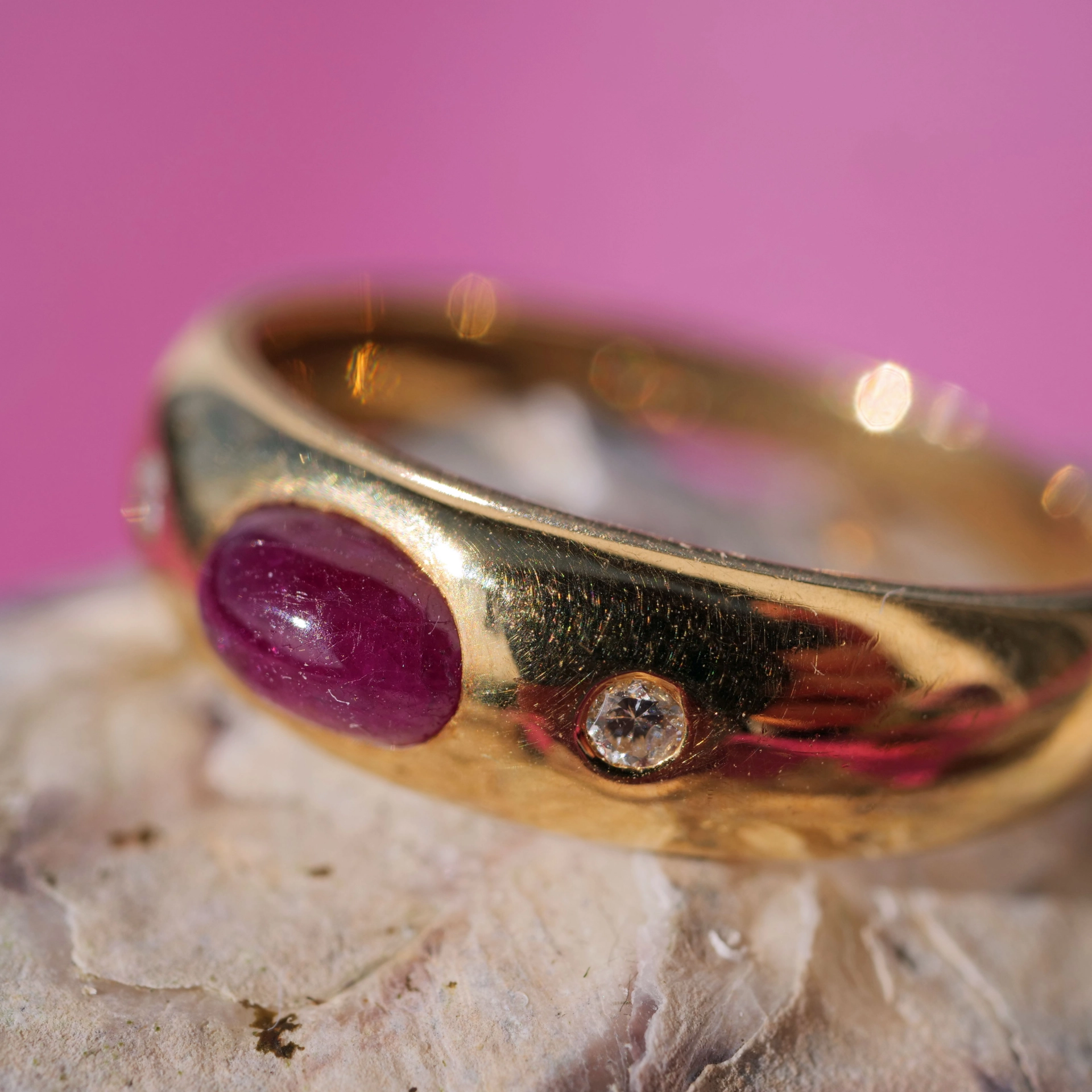 Emerald Saphire Ruby Brilliant Rings 18 kt Yellow Gold new and handmade