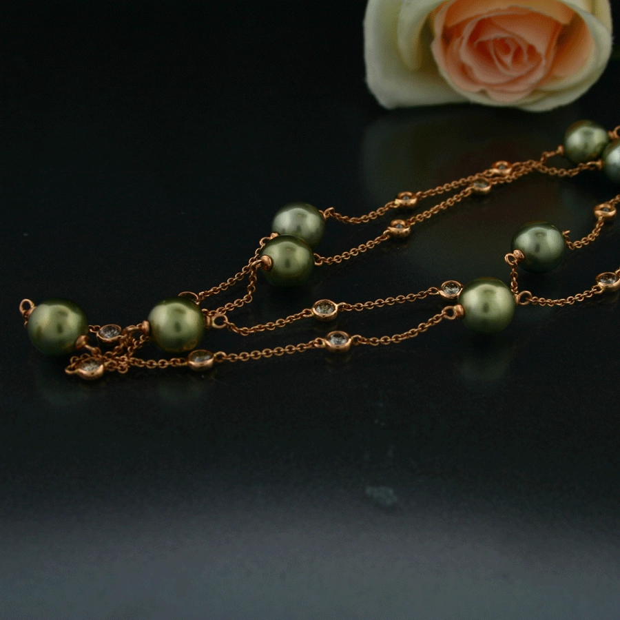 Südsee-Brillant-Kette, 18 Karat Rotgold