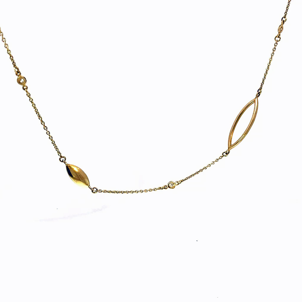 Brilliant Necklace by Silhouette Jewellery Pforzheim in 585 Yellow Gold 0.06 ct W SI