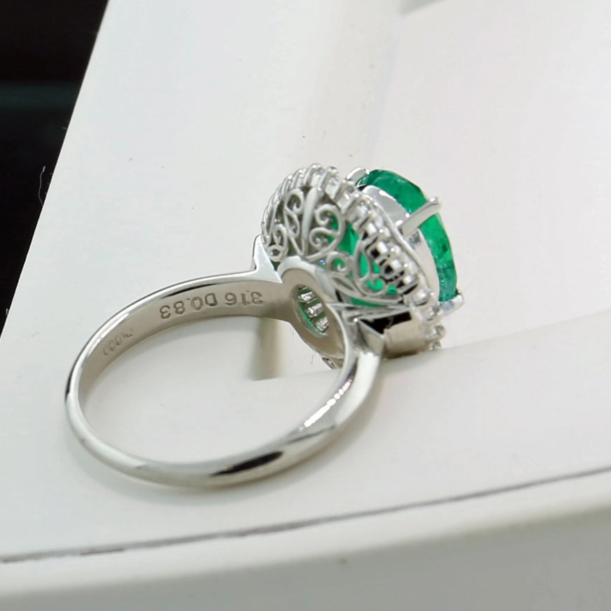 Smaragd Brillant Ring 900er Platin 3.16 ct 0.83 ct