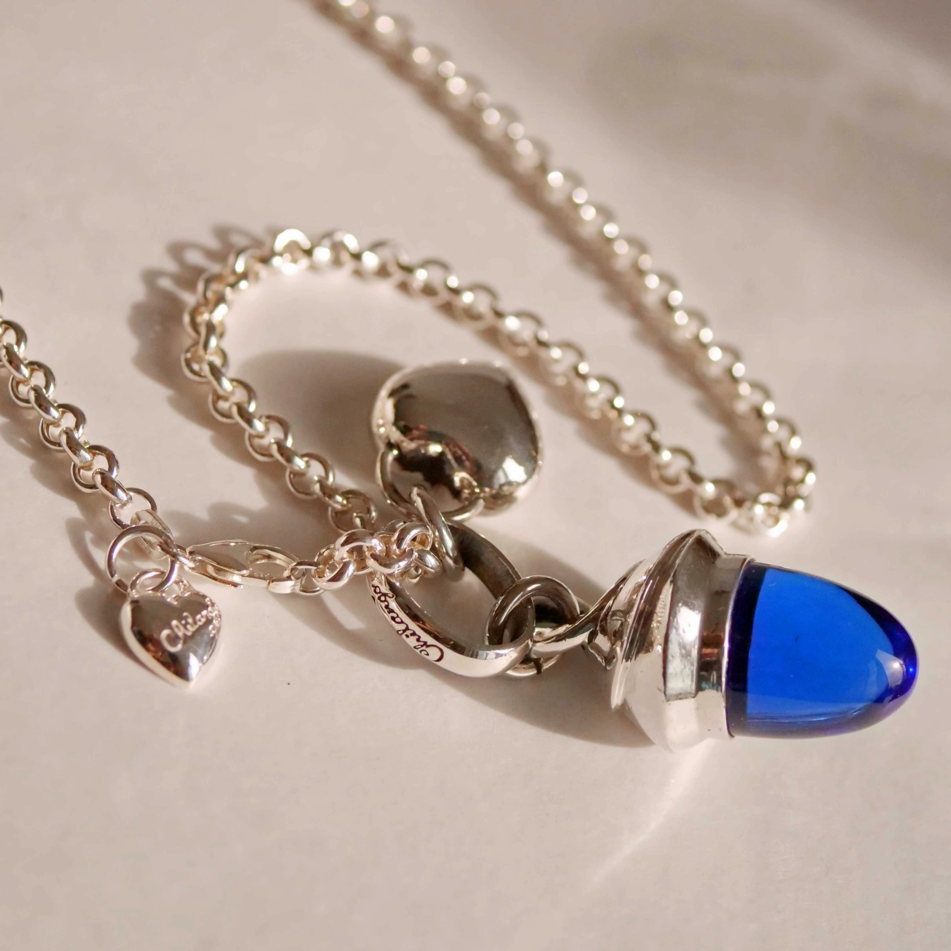 Pendant Royal Blue Obsidian Blue Topaz in a special Cut...ultra marin