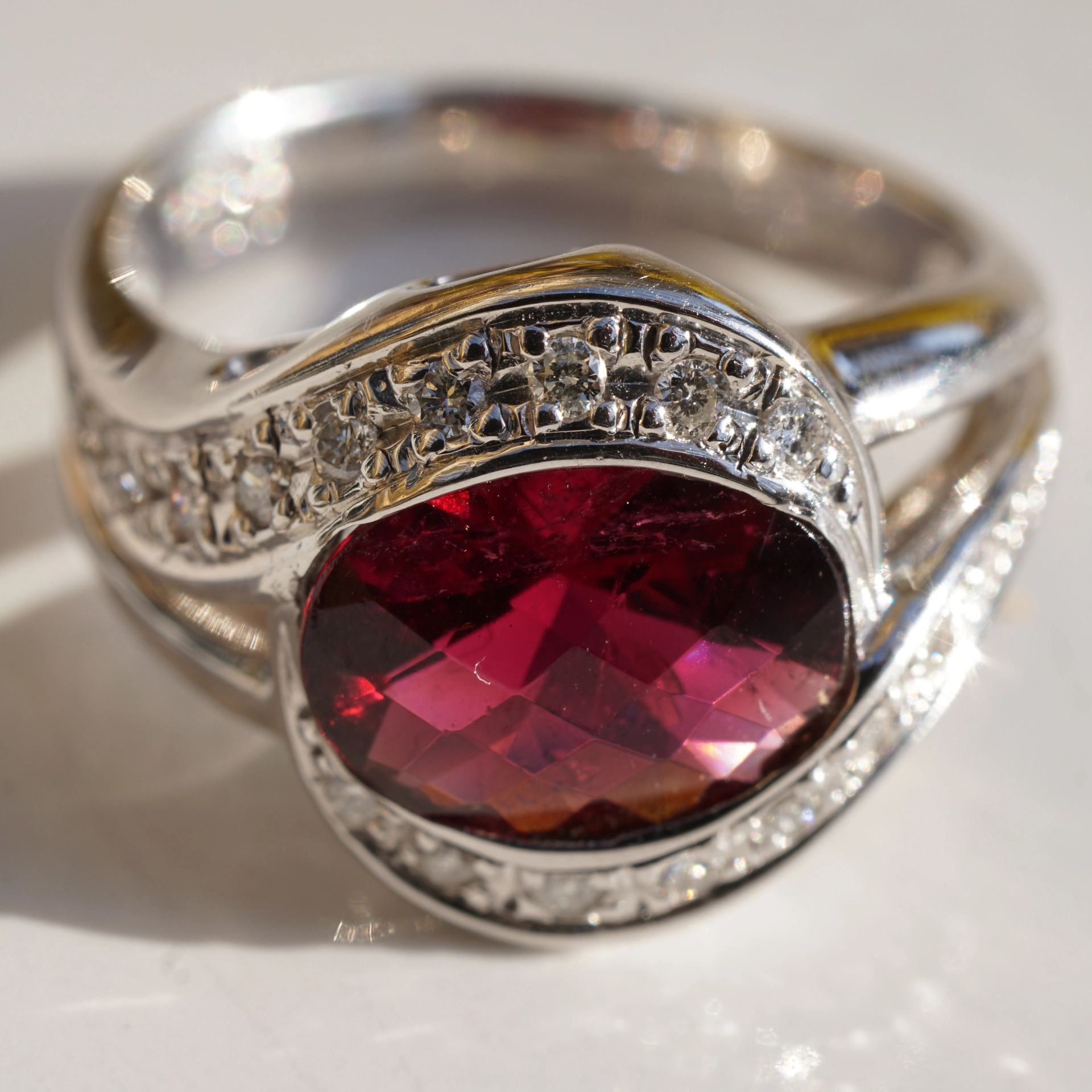 Tourmalin Ring 900 Platinum...outstanding Color