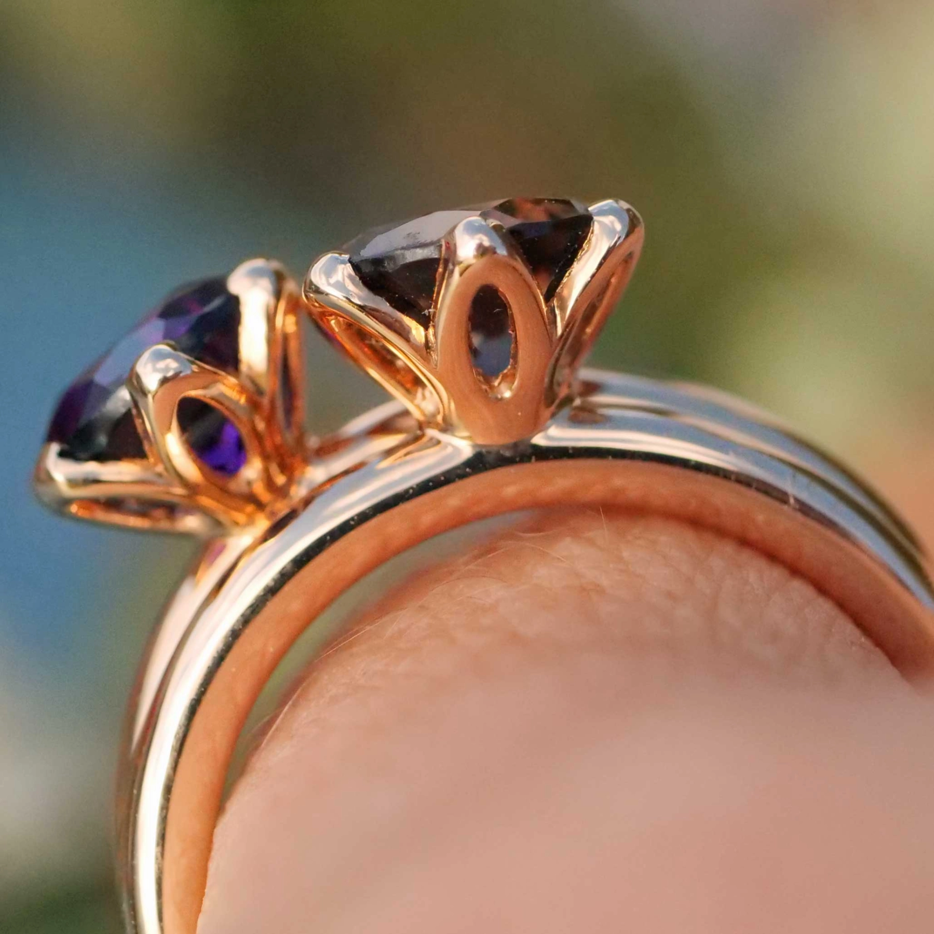 Bestseller Combination Ring made in Valenza...18 kt Rose Gold with Amethyst