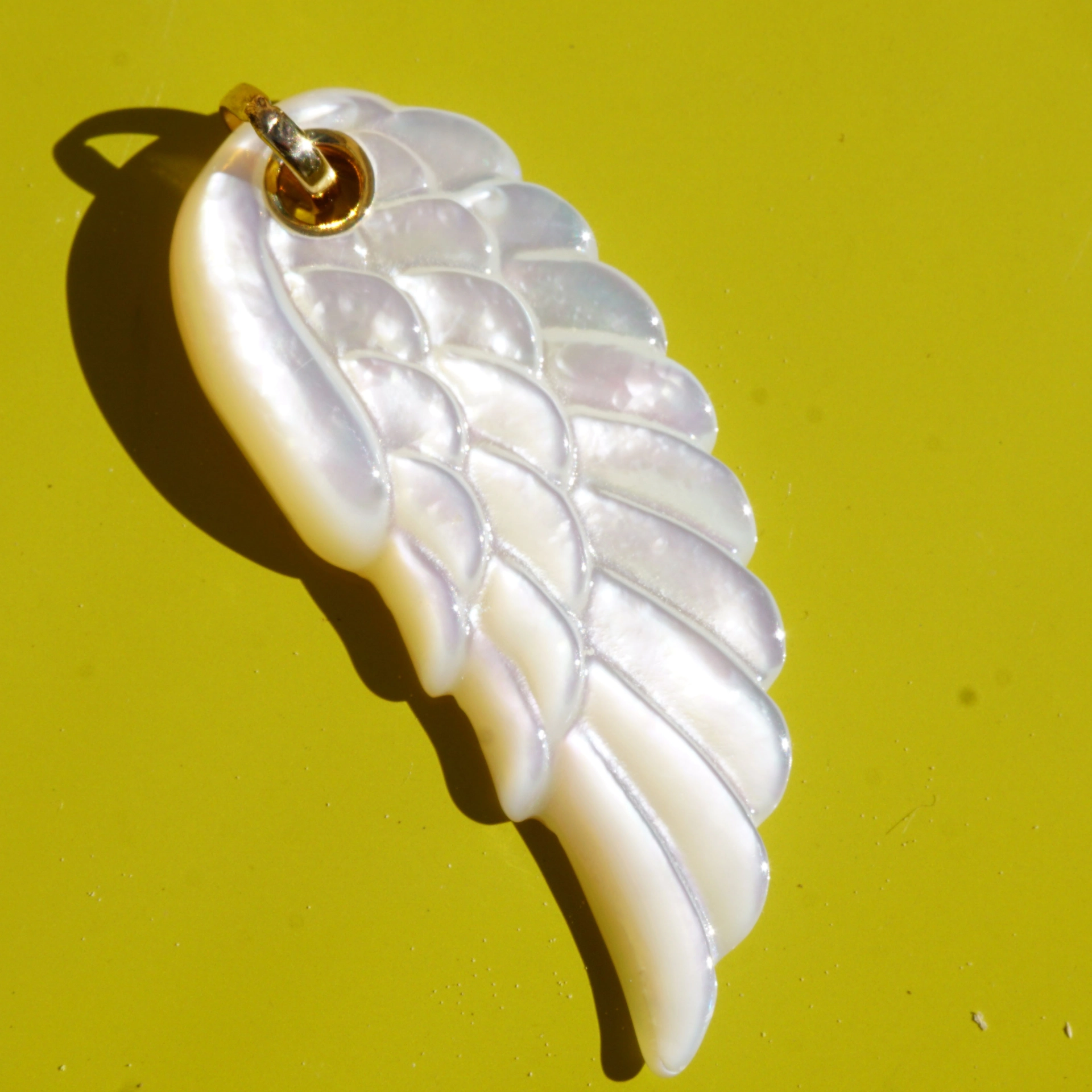 Anhänger Flügel Perlmut 585er Gelbgold weiss Engelschwingen
