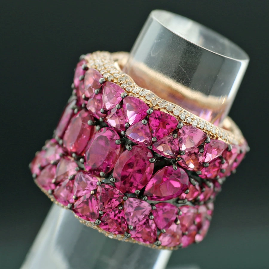 PINK NIZZA 24ct TURMALIN Brillant Memoire Ring 1.24 ct 750er Rosegold