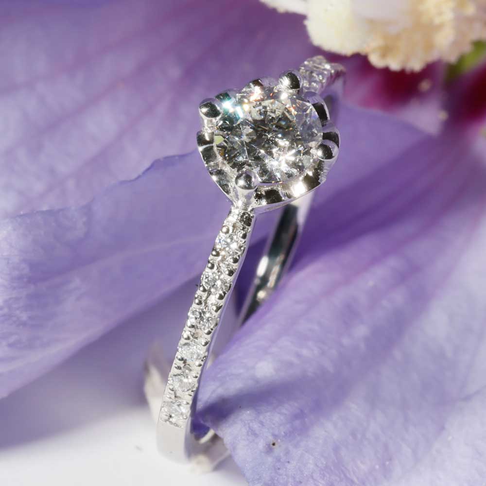 Brilliant Ring 0.59 ct G SI2 SEMI-CARAT by Silhouette Bentner HRD Certificate 950 Platinum