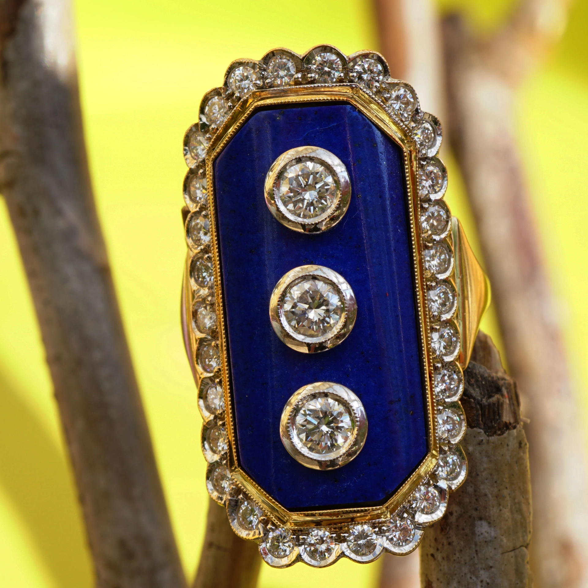 Lapis Lazuli Brillant Ring 750er Gelbgold 1.35 ct W VS-SI...blue lagune of venice