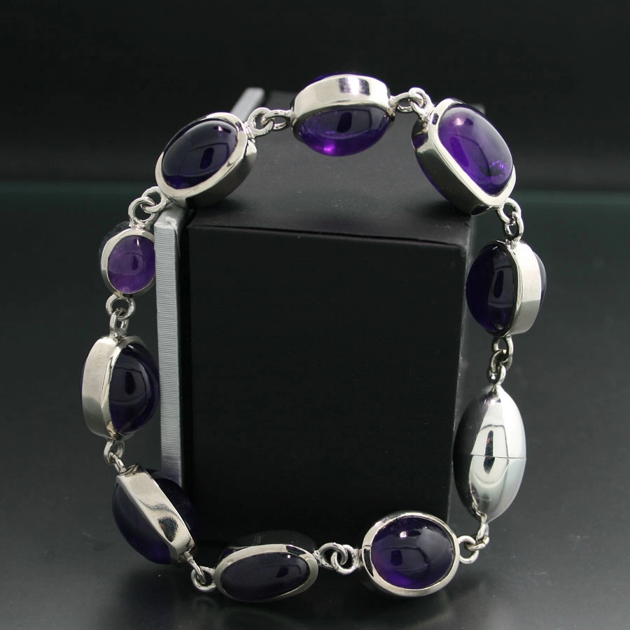 24 cm Amethyst Armband  925er Silber  Handarbeit Global Violet inkl. Arbeitskosten