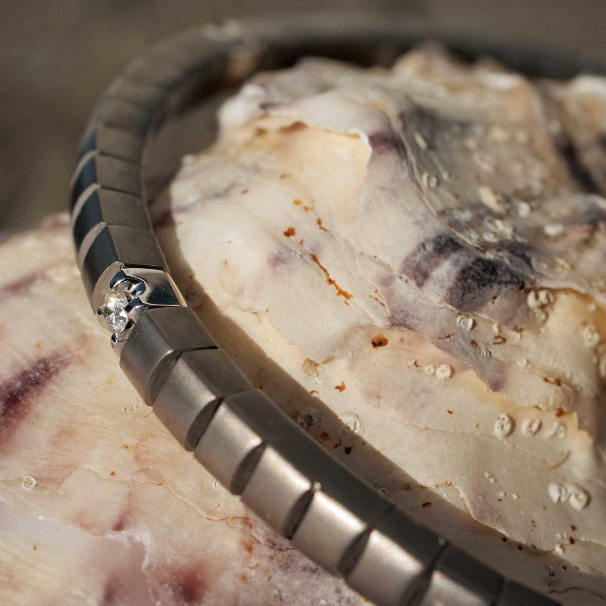 Unisex Tennis Flex Bracelet Titanium grey  0.30 ct Brilliants 18 kt Whitegold by Silhouette Schmuck Bentner