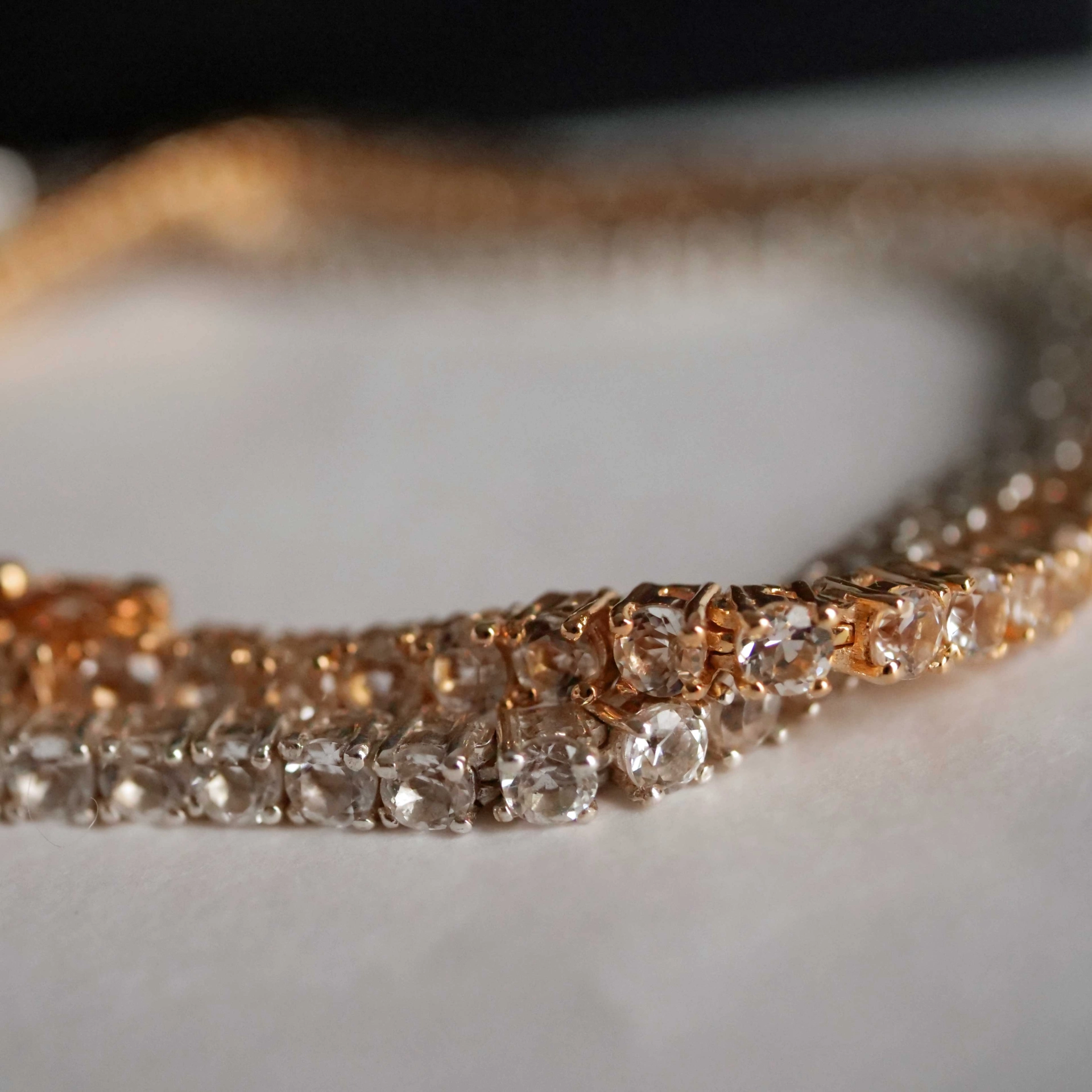 Chilango Tennis Bracelet 925 Silver 18 kt Gold Plated  19,5 cm lenght Rock Crystals
