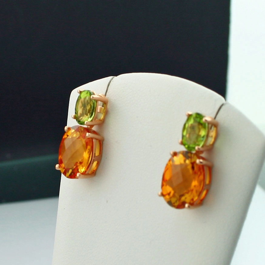 Edelstein-Ohrstecker mit Clip, 750er-Gold, Gelbgold