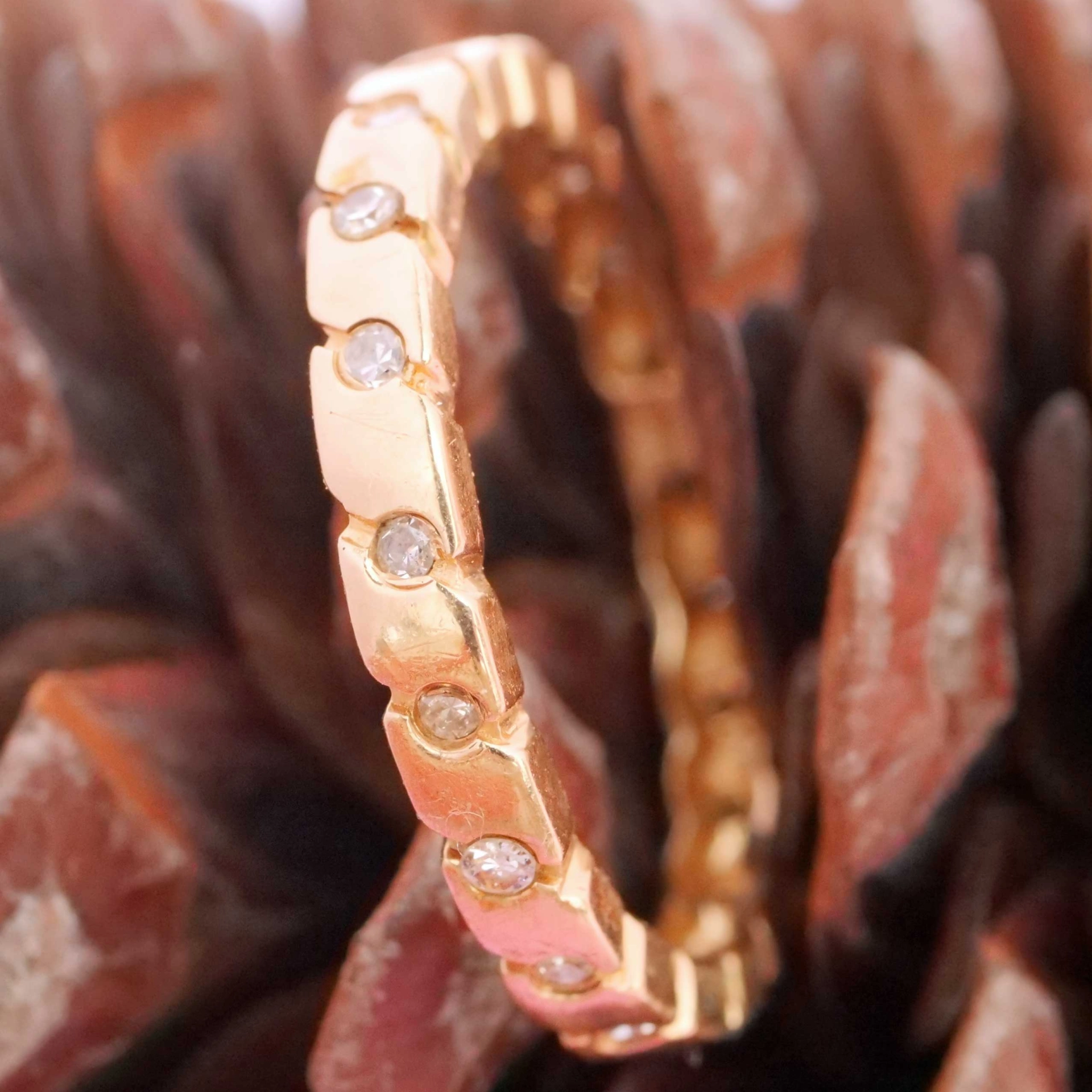 Men´s Eternity Diomond Ring 14 kt Yellow Gold 0.25 ct S-Shape Design