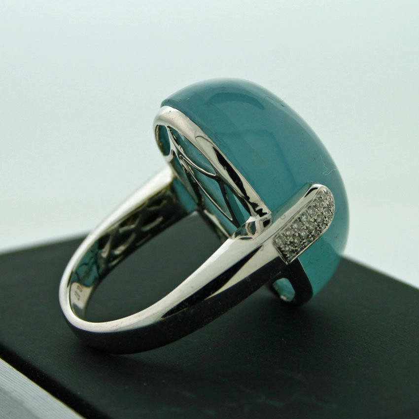 Aquamarin-Brillant-Ring, 750/-WG/-18 kt.