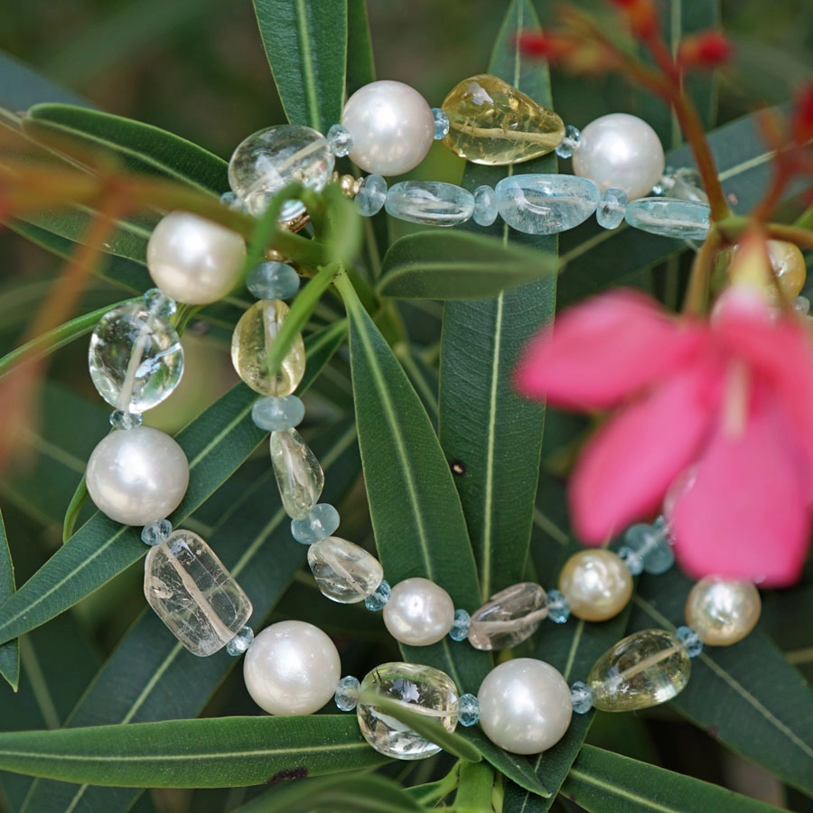 Aquamarine South Sea cultured Pearl Chain.....unique
