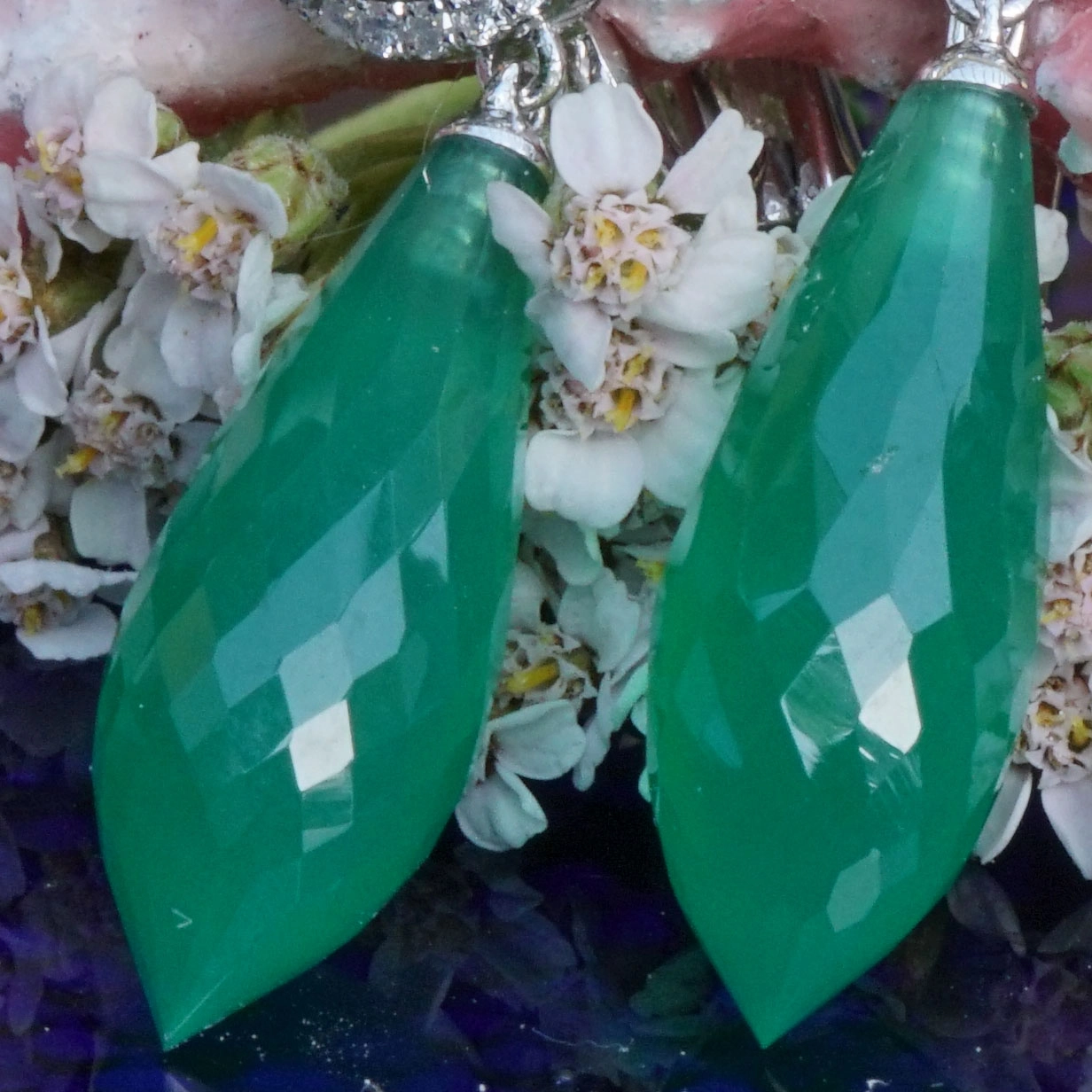 Diamand Agate Earrings 18 kt Whitegold....Nights in Bali