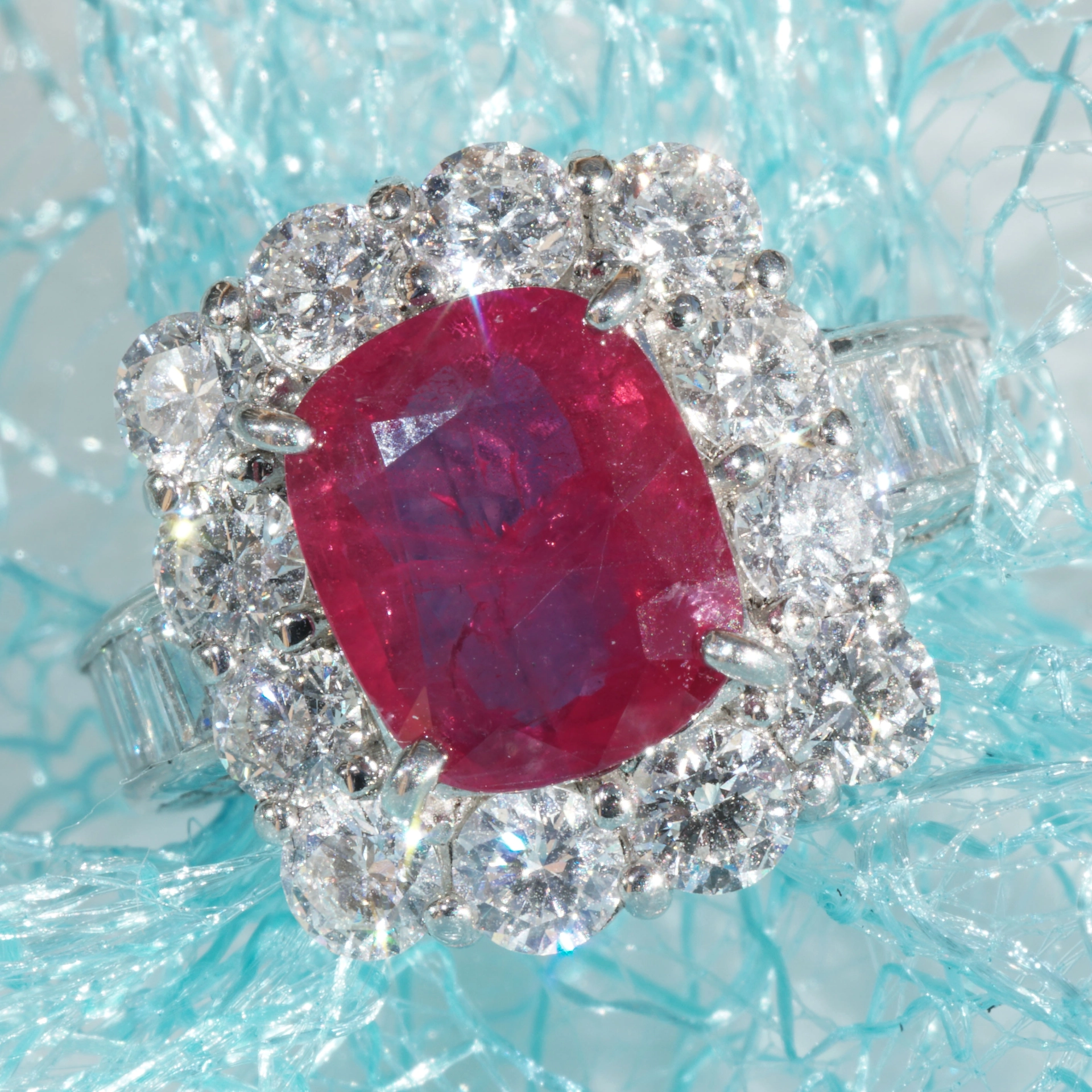 Unheated Burma Ruby Brilliant Ring 2.60 ct 2.38 ct Myanmar 950 platinum GRS certificate