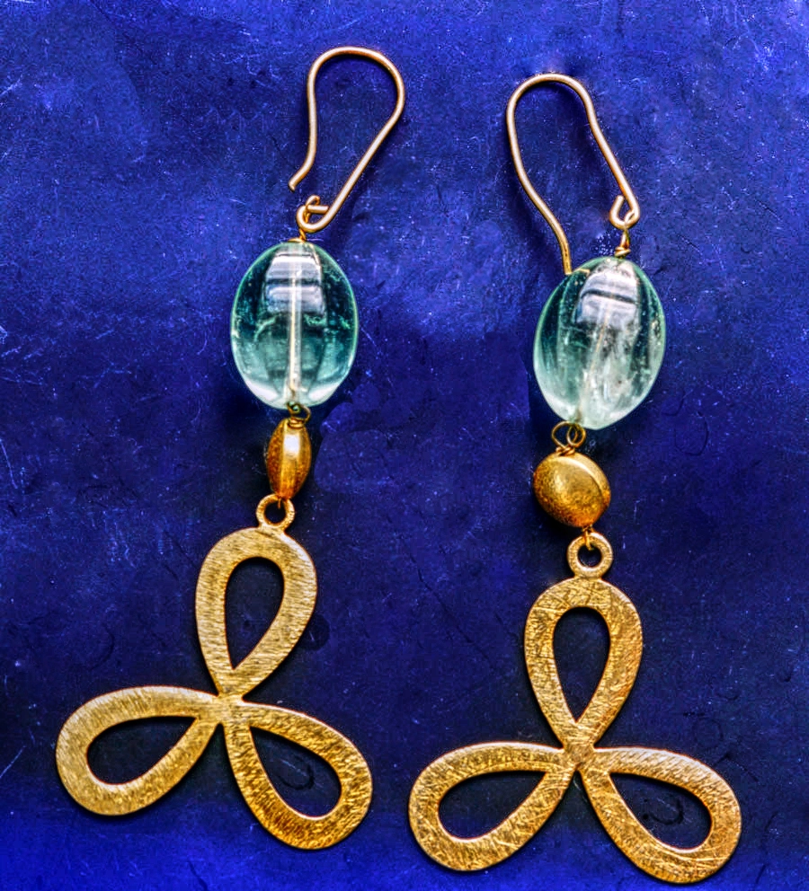 Prehnite Earrings Designer Silver gold-plated exceptional Gemstone