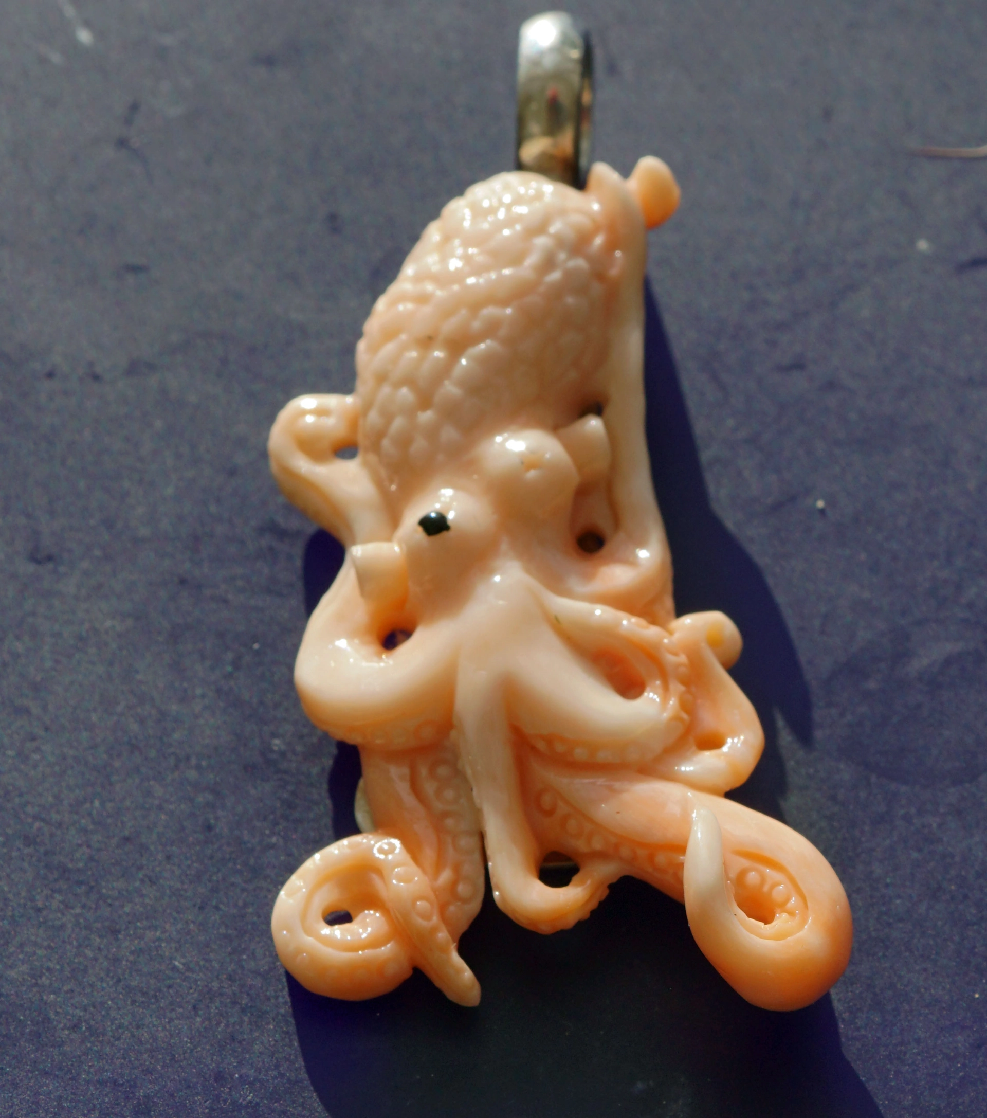 OKTOPUS Anhänger 61 x 30 mm MEERSCHMUCK echte KORALLE 925er Silber Handarbeit