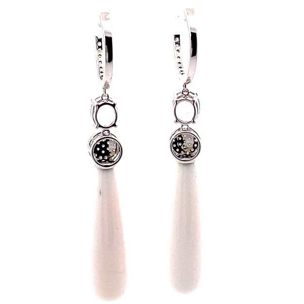 Spinel Brilliant Mother of Pearl Earrings 750 White Gold 0.47 ct TW VS Mine Tajikistan 2.15 ct Great Pink