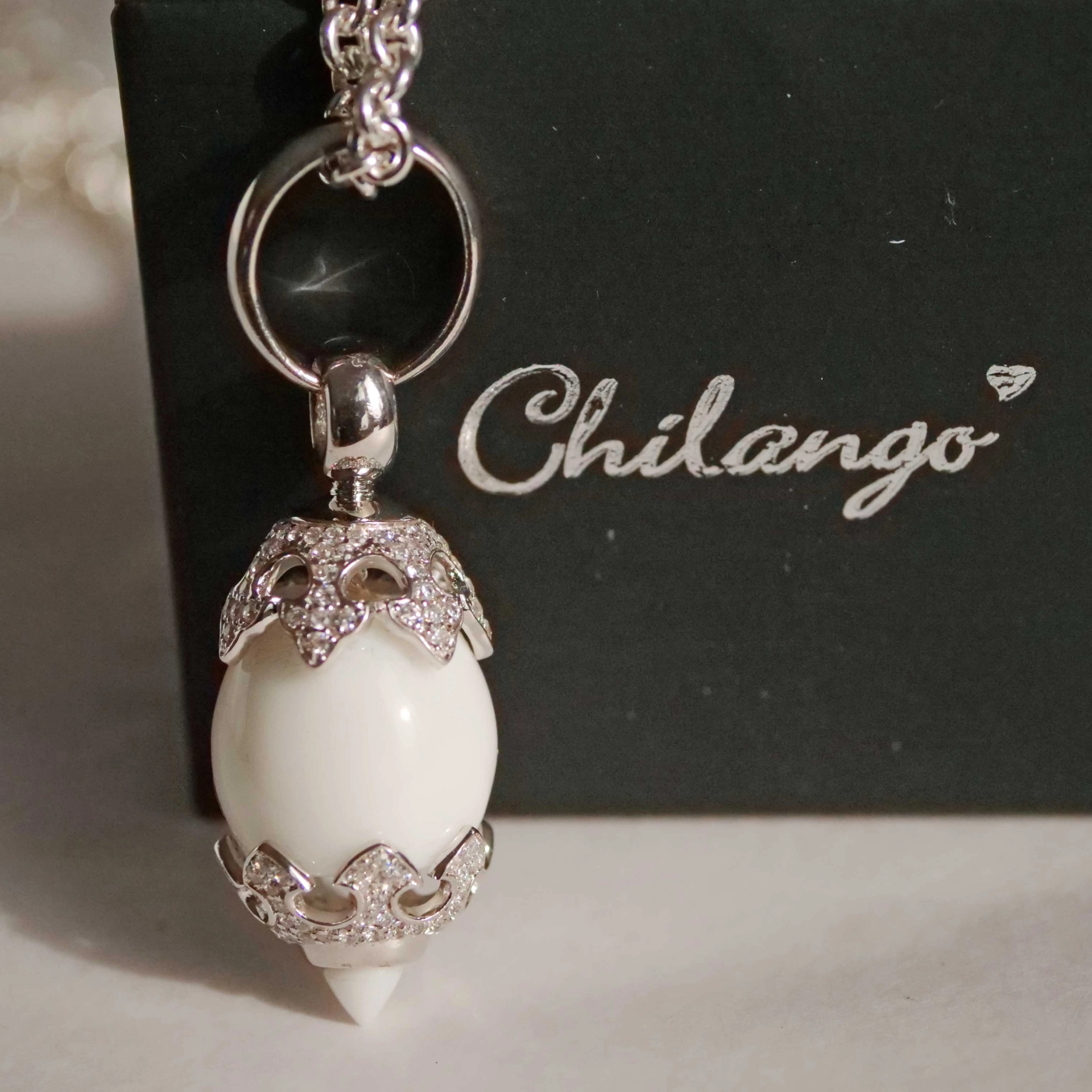 Chilango Pendant Crystal Light White Onyx Circonia 925 Silver