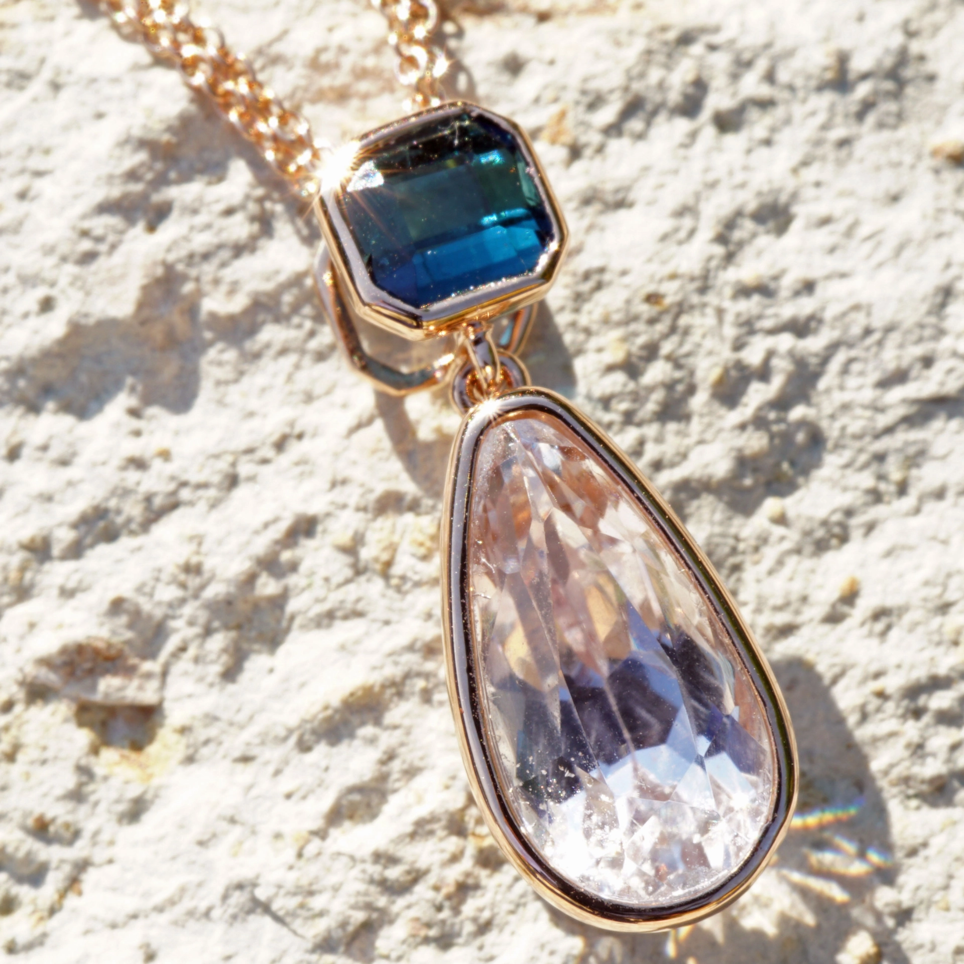Blue-pink Color sensation....kunzite and indigolith