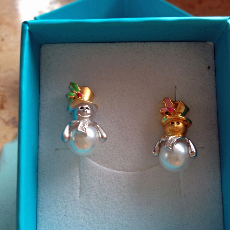 Süßer Schneemann-Anhänger in 750/-WG/GG.,