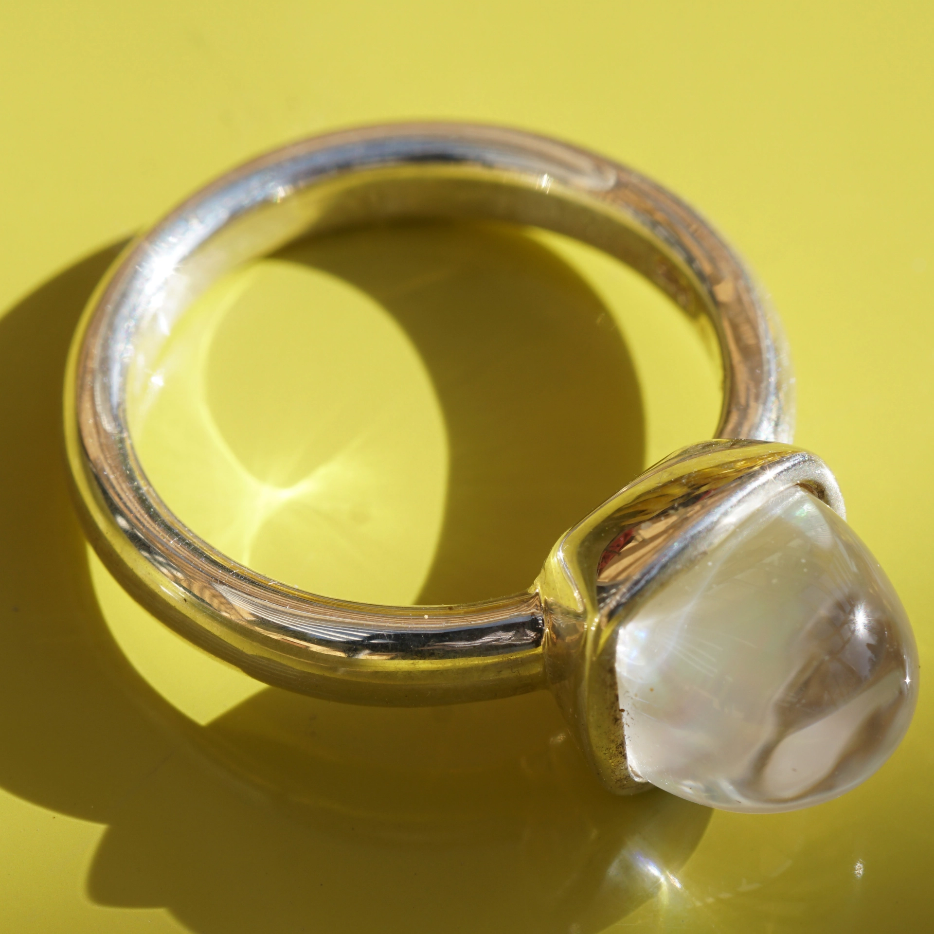 CHILANGO RING TUTENCHAMUN Bergkristall mit Perlmut unterlegt  925er Silber neu mit orig. Etui massiv