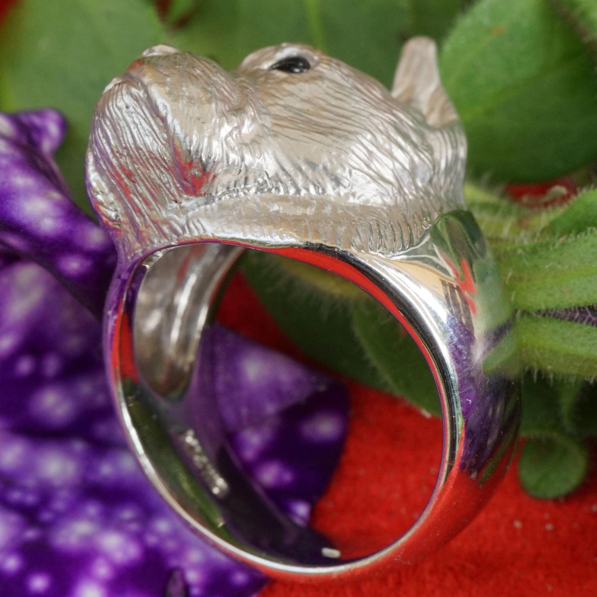 Animal Motif Ring...so cute, a Boxer Dog Head 14 kt White Gold