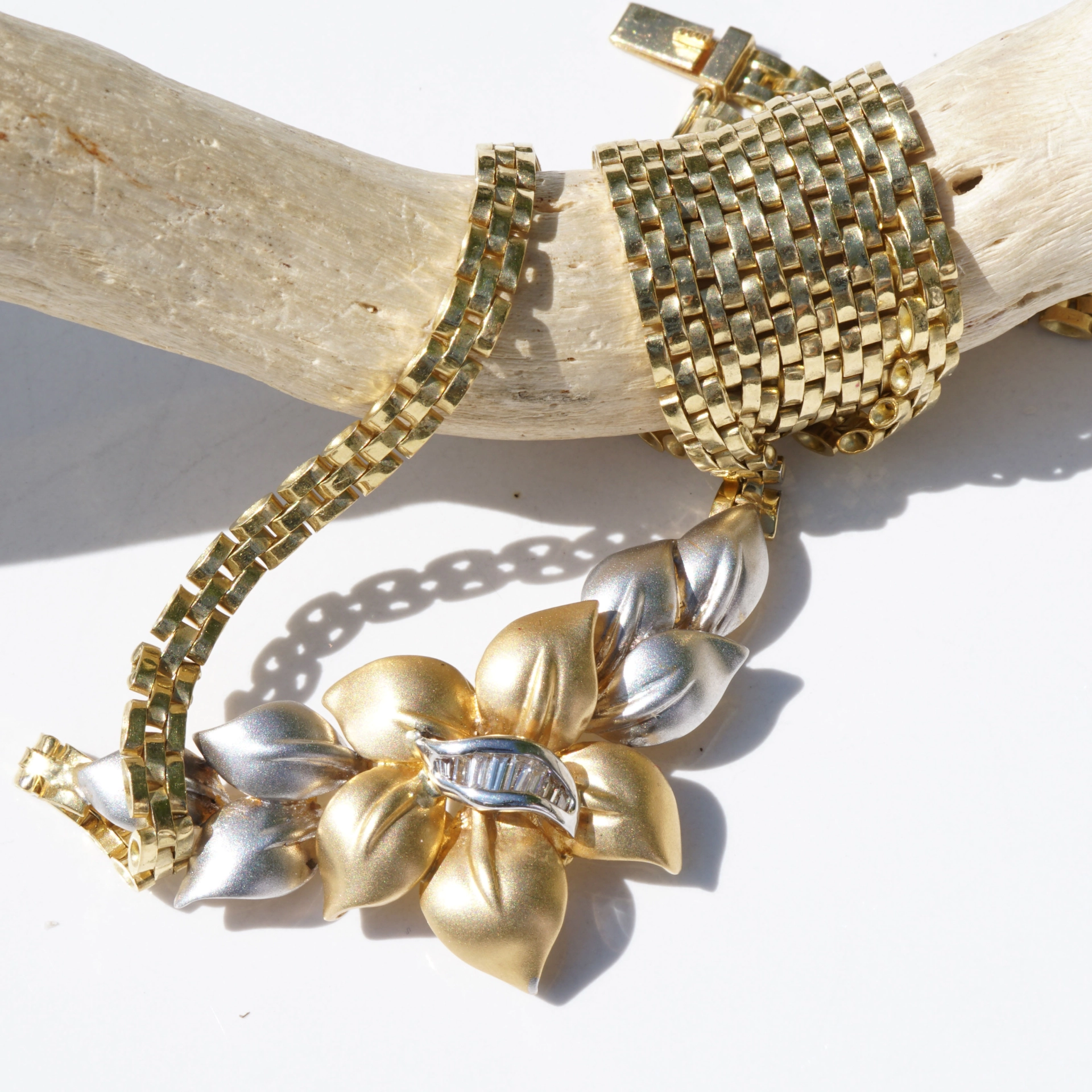 Diamond Necklace in Form of Petal Arrangement...Diamonds and 18kt Gold