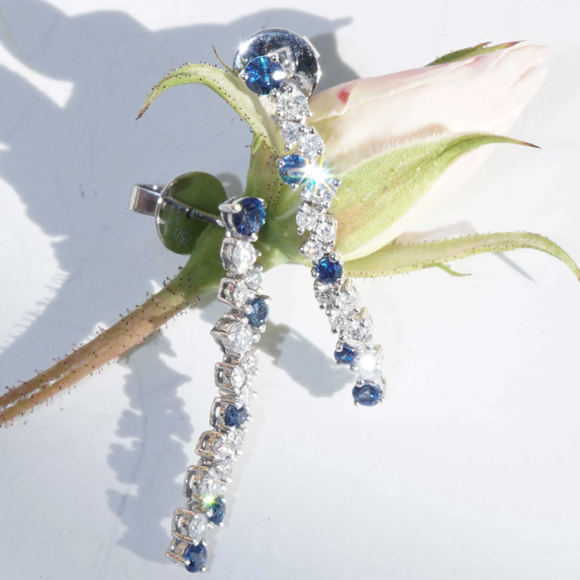 Saphire Brilliant Earrings 18 kt White Gold...for a glorious Appearance