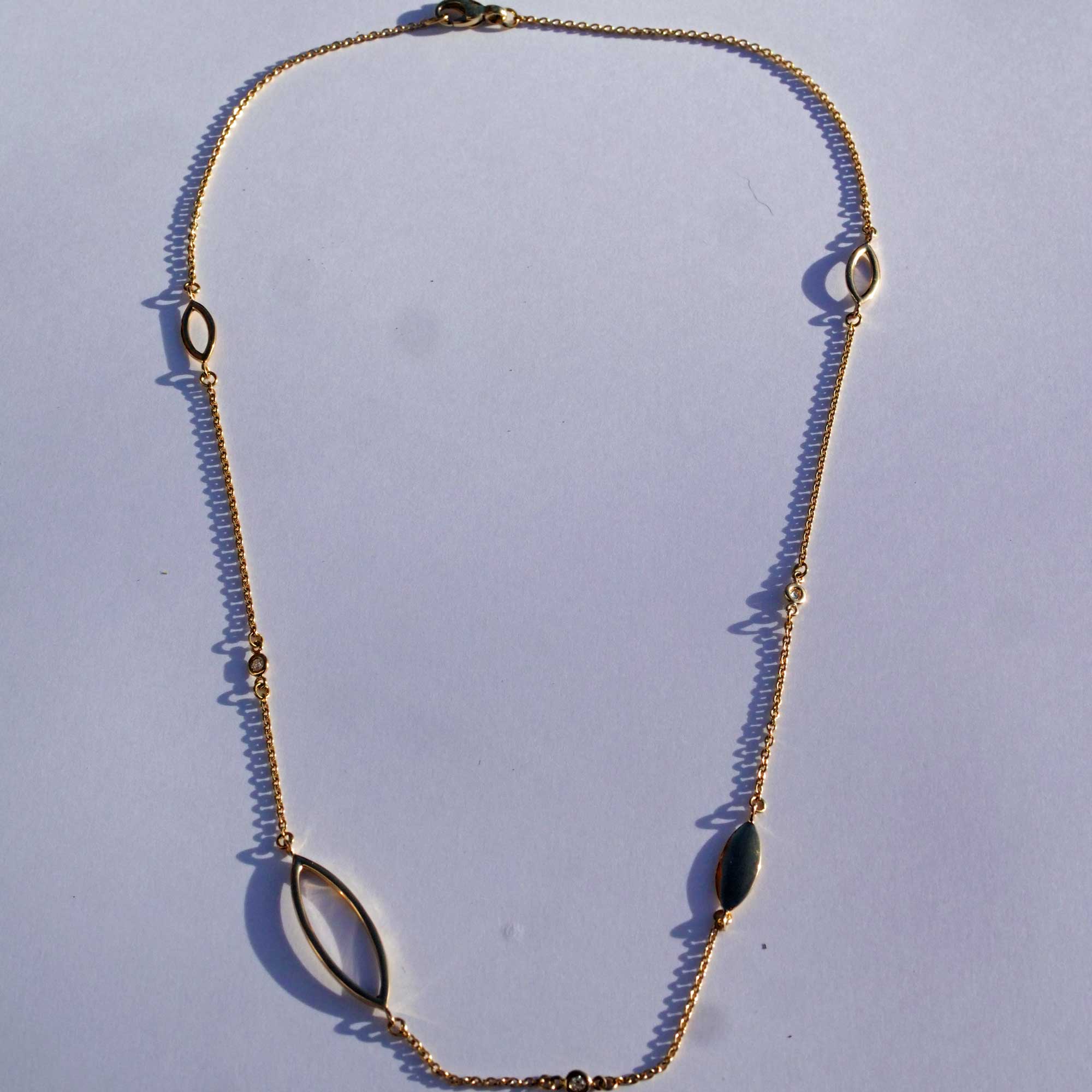 Brilliant Necklace by Silhouette Jewellery Pforzheim in 585 Yellow Gold 0.06 ct W SI