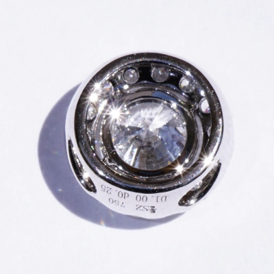 Pendant 18 kt White Gold Round full cut Brilliant 1.00 ct E  SI1  GIA report