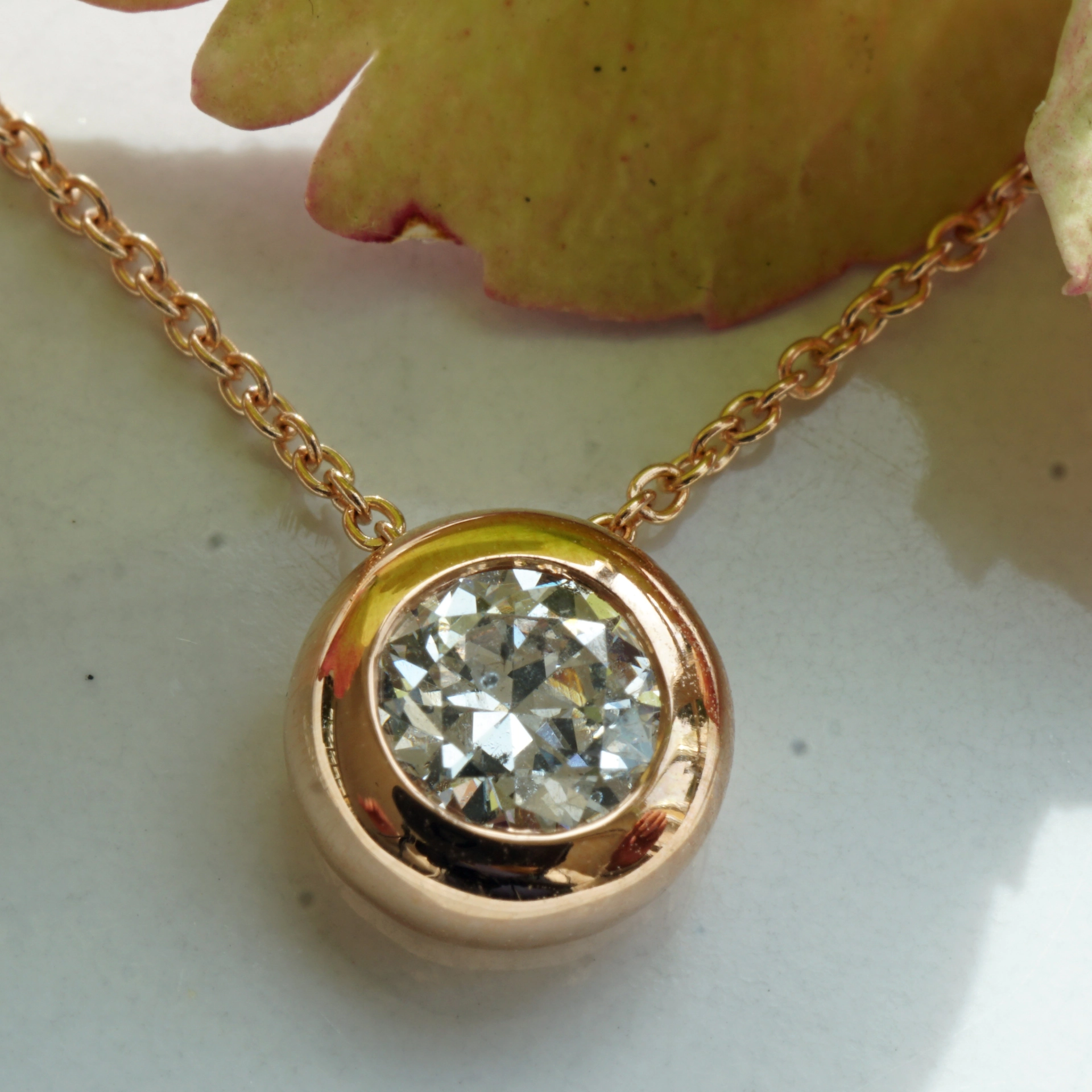 Brilliant solitaire pendant with chain 750 rose gold 0.39 ct W P1...that's exactly what I want...