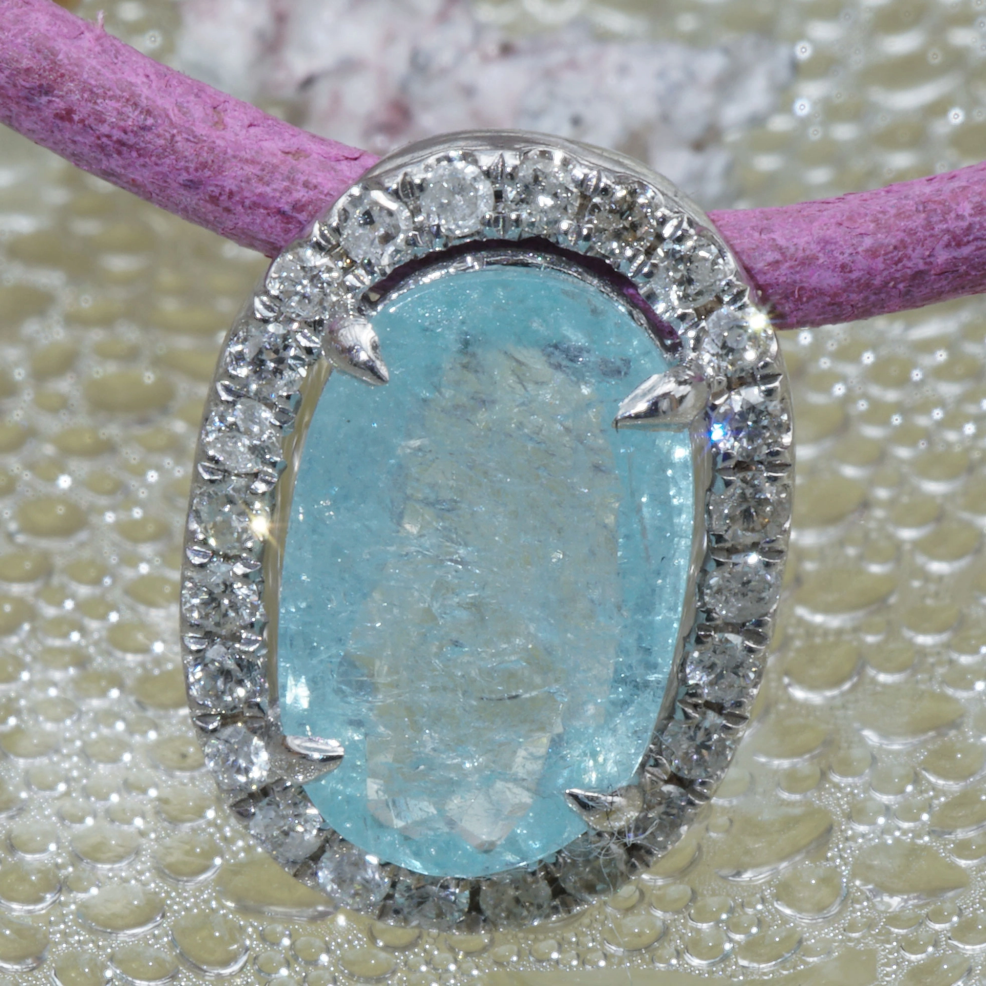 Paraiba Tourmaline Pendant 1.75 ct AAA 18 kt White Gold Brilliants 0.20 ct