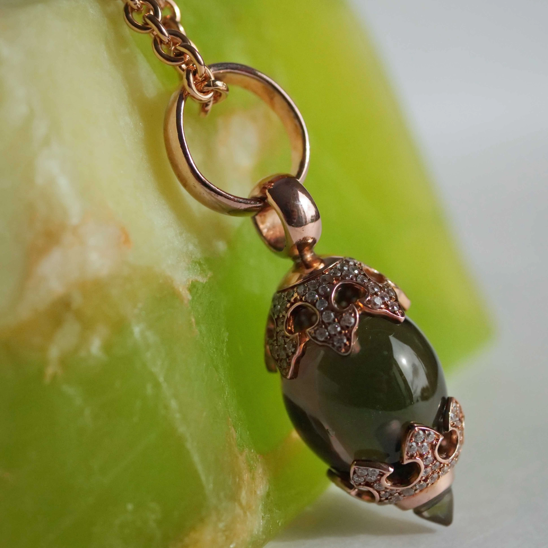 Chilango Pendant Crystal Smokey Quartz Crown Circonia 925 Silver