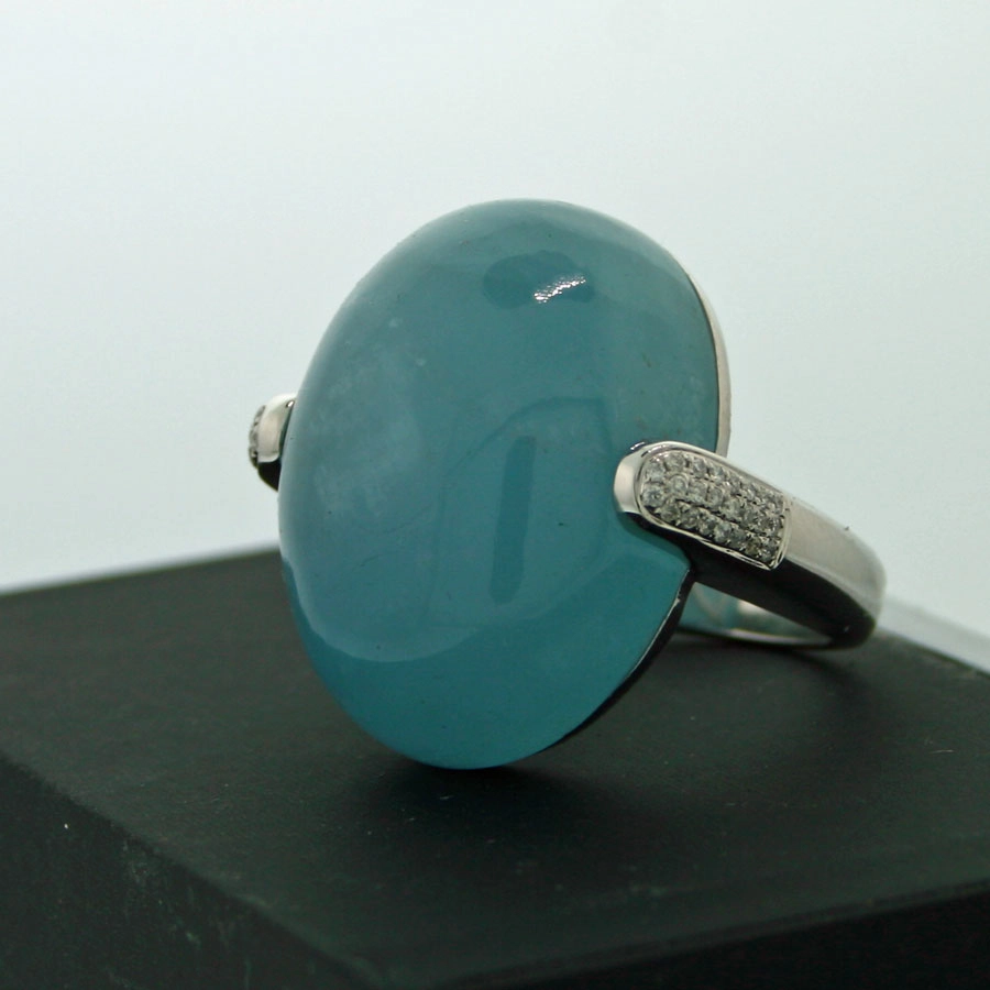Aquamarin-Brillant-Ring, 750/-WG/-18 kt.