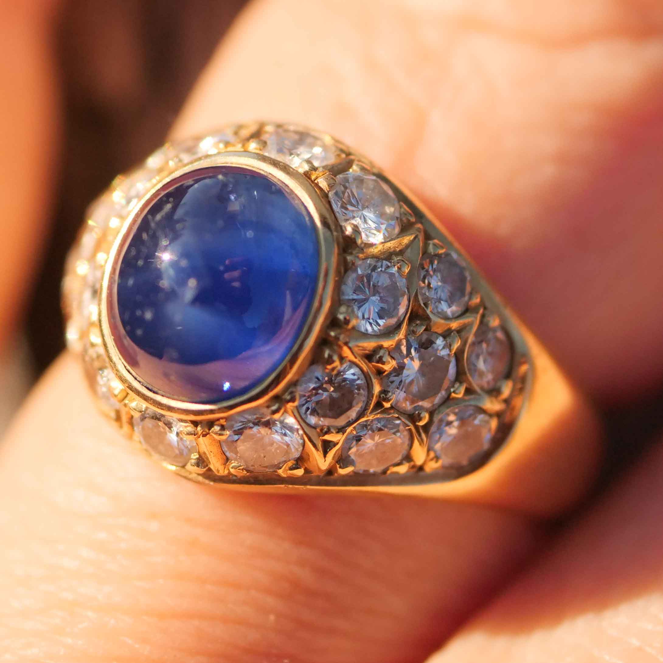 Saphire Brilliant Ring 18 kt Yellow Gold 1.44 ct TW-W / VS-SI