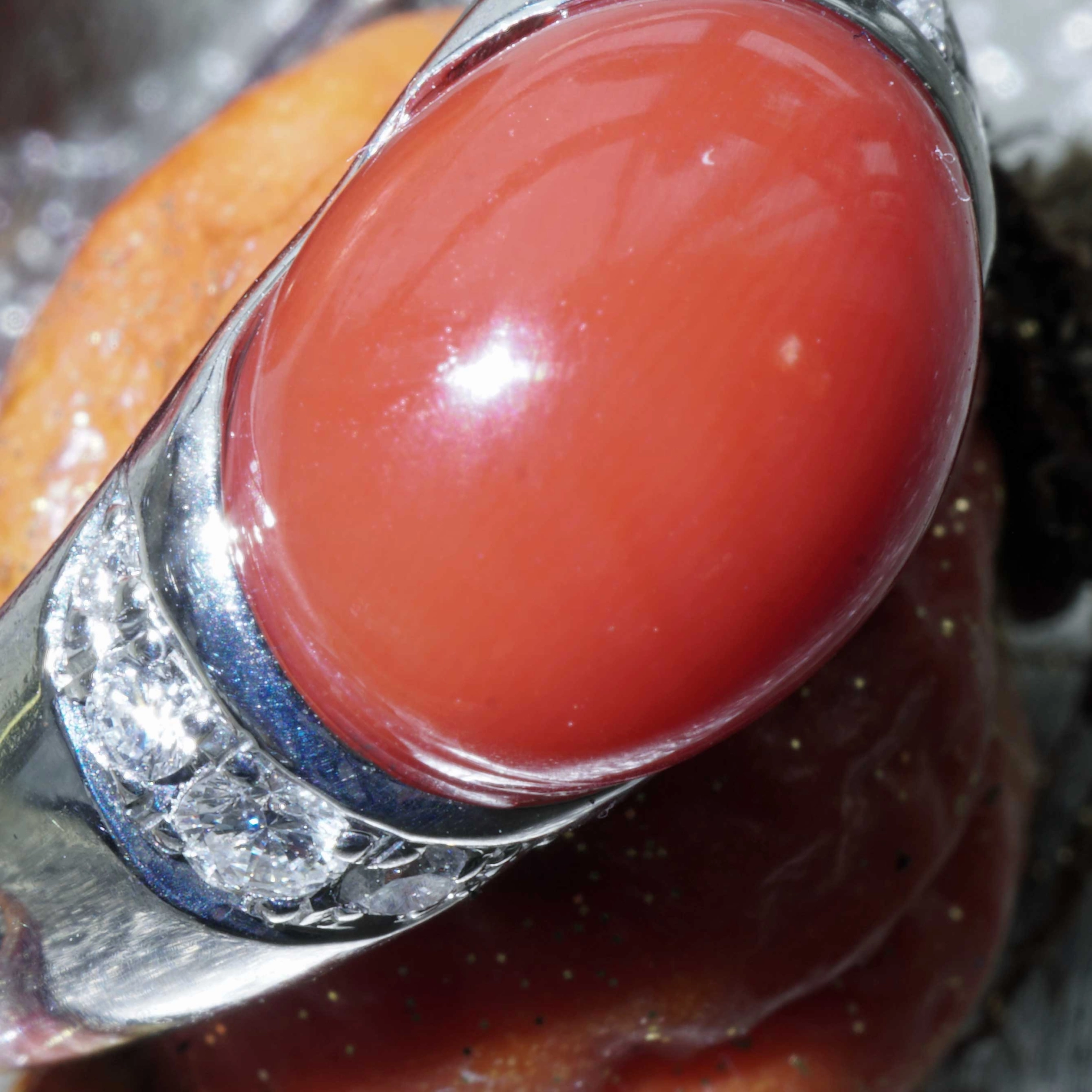 Sardegna Coral Brilliant Ring 900er Platinum AAA+ TW Loupeclean