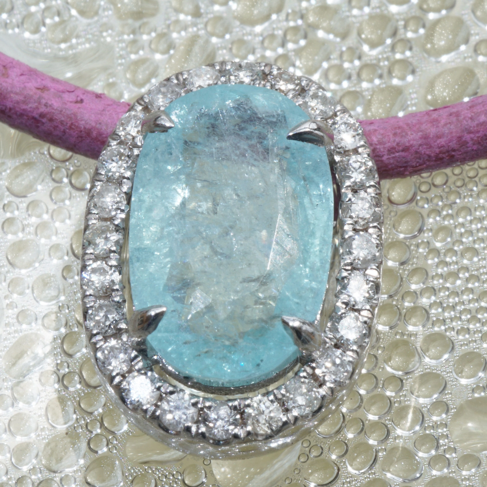 Paraiba Tourmaline Pendant 1.75 ct AAA 18 kt White Gold Brilliants 0.20 ct