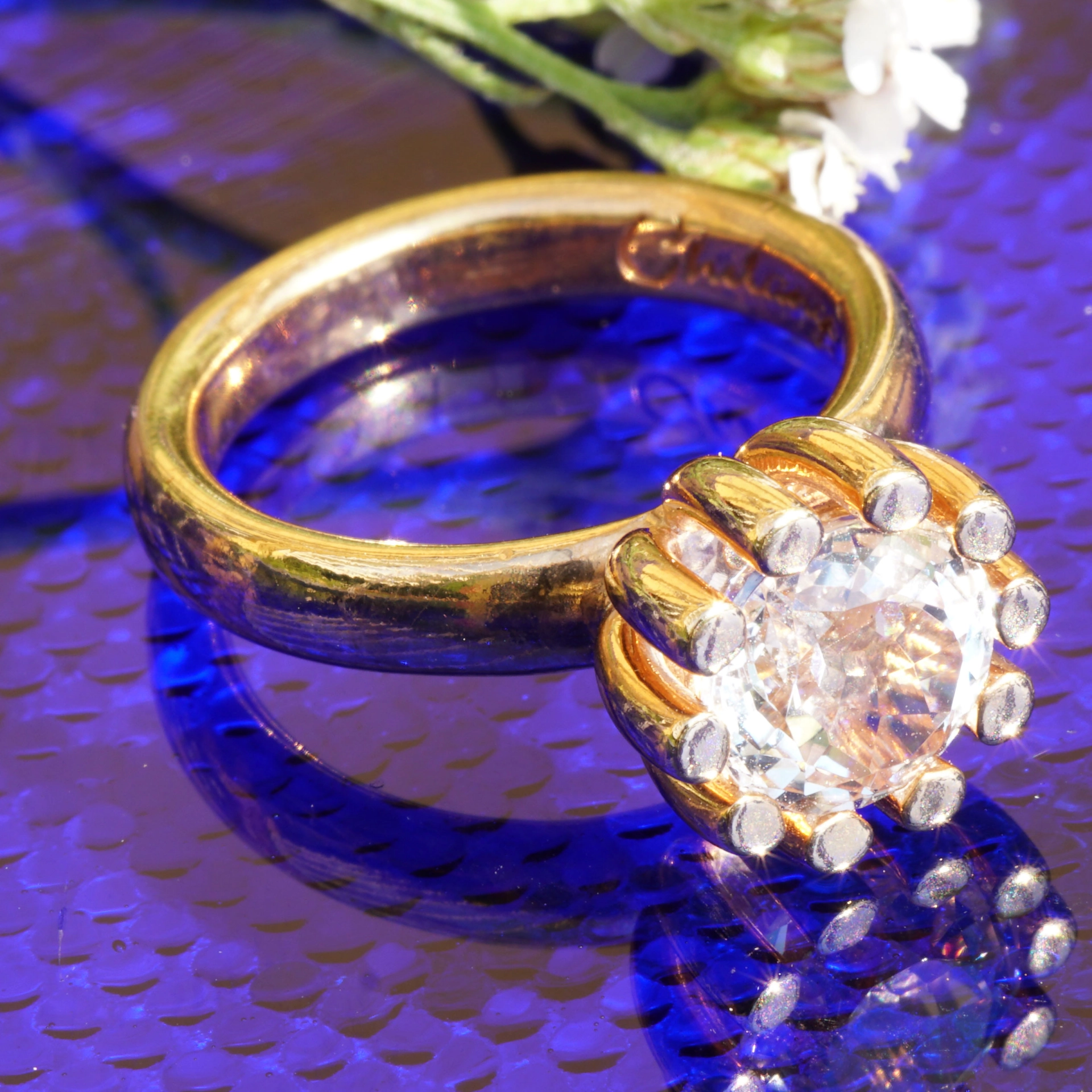 CHILANGO RING Grand Palais rock crystal 925 silver rose gold-plated new with original solid case