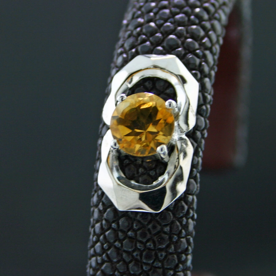 Citrin-Rochenleder-Armreif, 925/-Silber