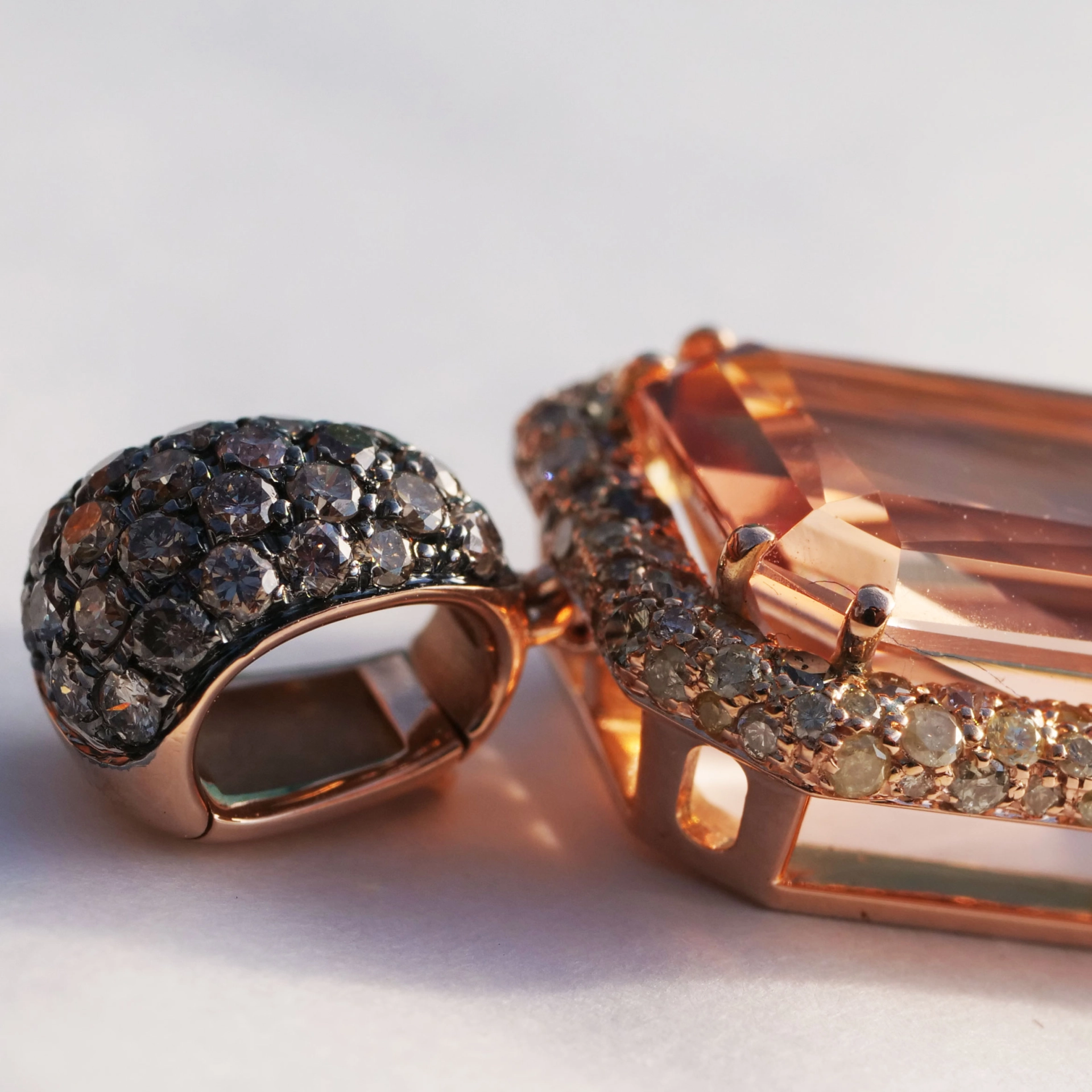 Morganite Diamond Pendant Rosegold 18 kt....wonderful 15 Carat Gem