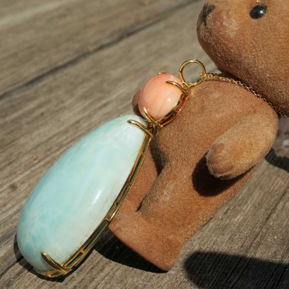XL Larimar Coral Pendant 105 ct 9 ct in 585 Yellow Gold...has the Potential to become a favorite Piece