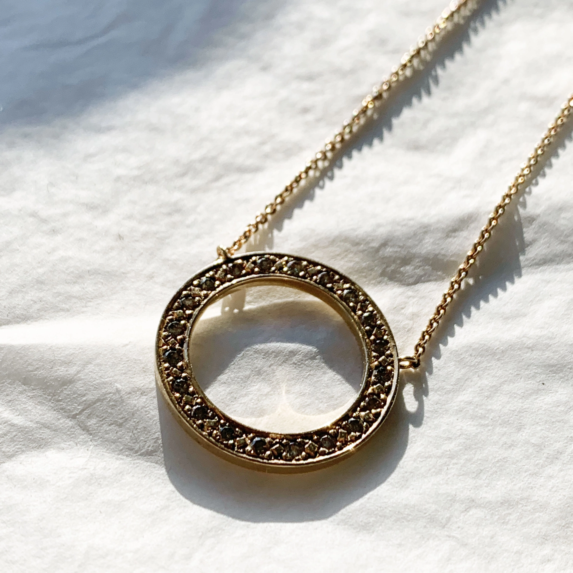 Brillant Collier 585er Rosegold 0.30 ct cognac / SI 20 mm D. Handarbeit