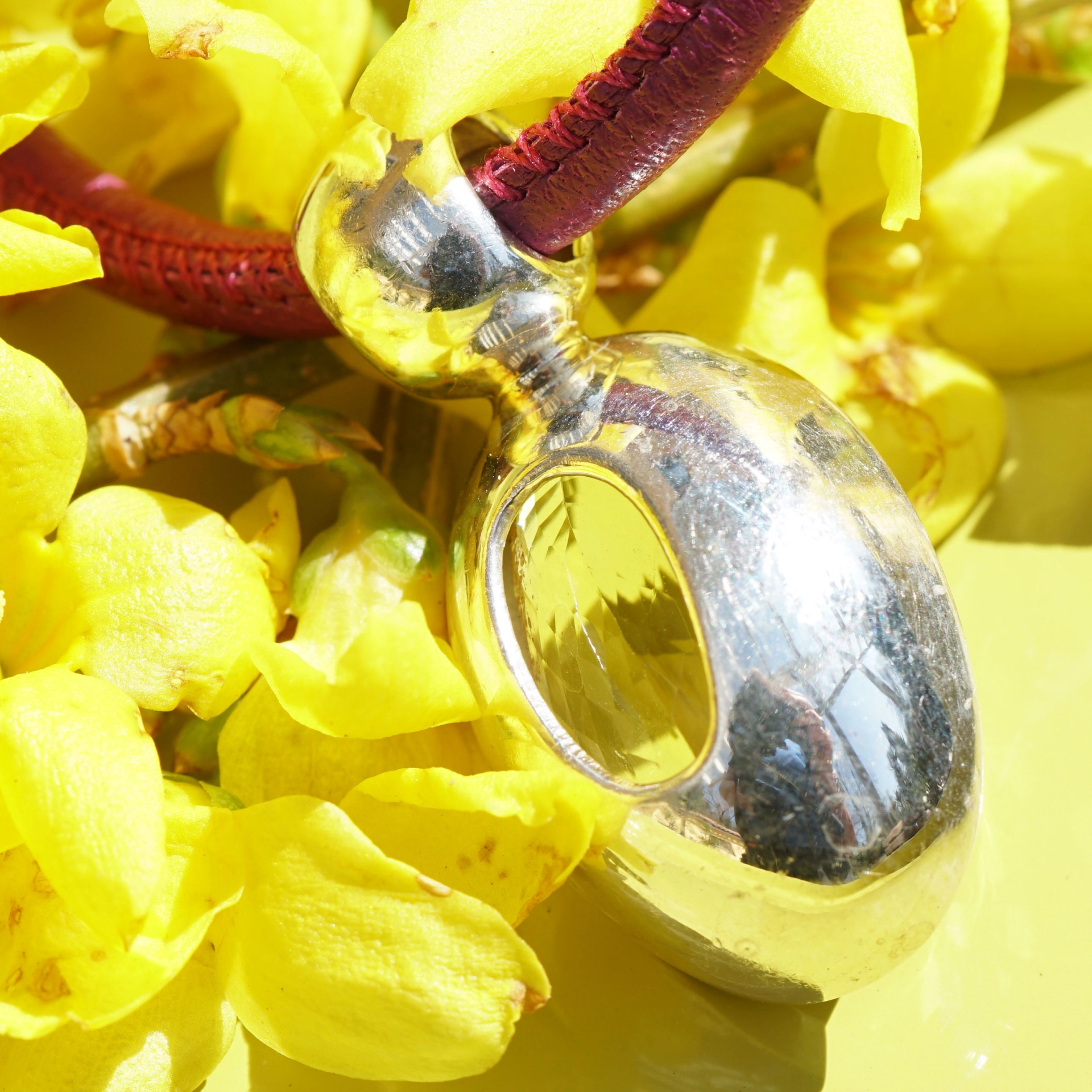 Green Gold Lemon Citrin Anhänger 925er Silber wahnsinnig schöne Farbe