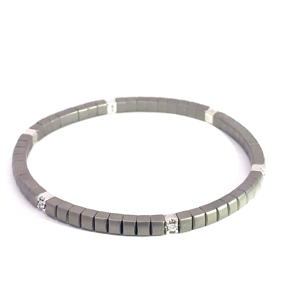Unisex Tennis Flex Bracelet Titanium grey  0.30 ct Brilliants 18 kt Whitegold by Silhouette Schmuck Bentner