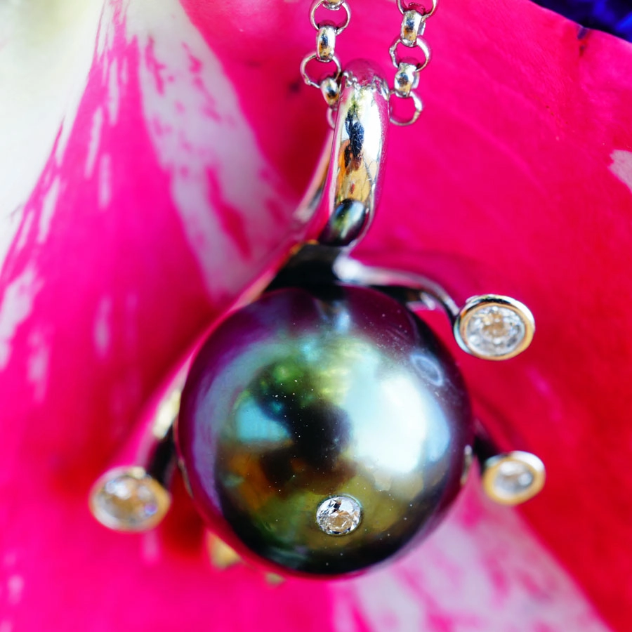 Tahiti Pearl Brilliant Pendant 750er White Gold