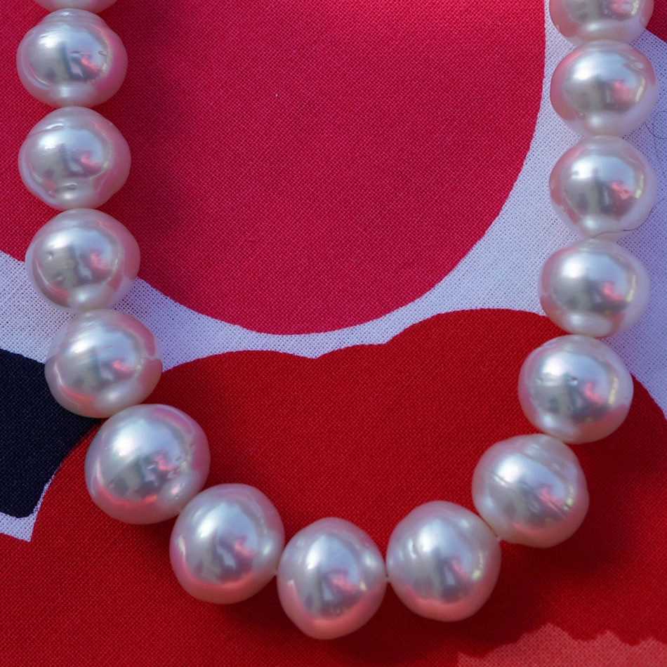 Südsee Zuchtperl Collier 45,5 cm 16,5-13 mm weiß Lüster phantastisch
