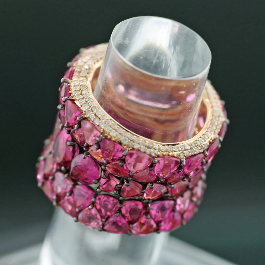 PINK NIZZA 24ct TURMALIN Brillant Memoire Ring 1.24 ct 750er Rosegold
