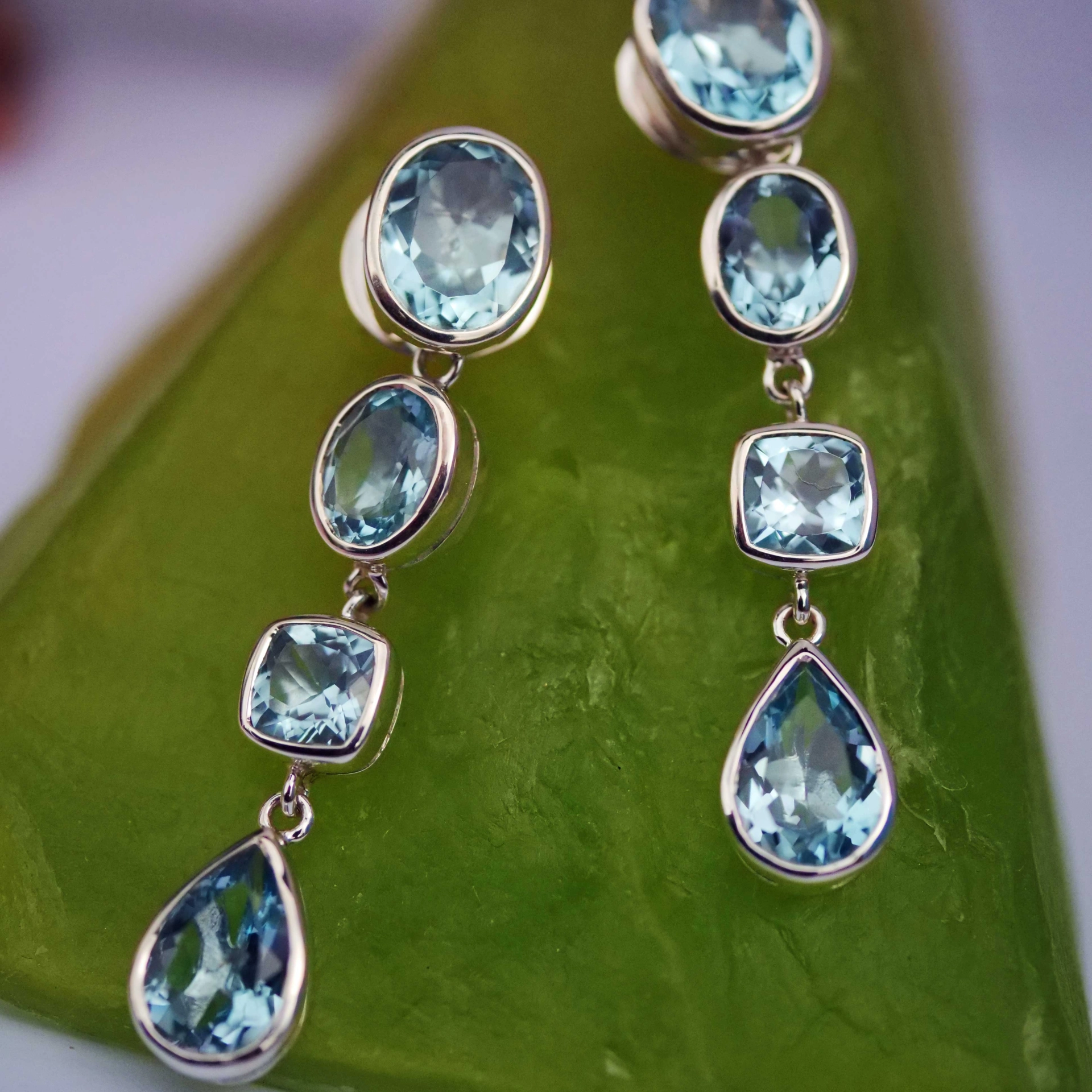 The Best Silver Jewelery forever...High Quality Chilango Earrings Blue Topaz
